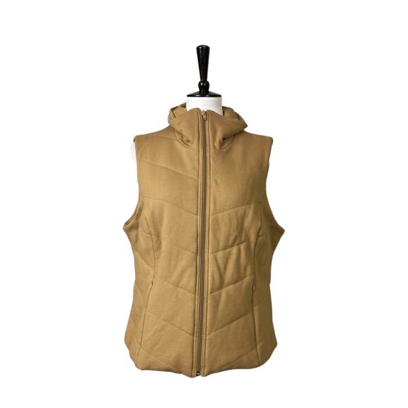 Coldwater Creek Quilted Vest Zip Front Pockets High Collar Tan Women's Size PXL - Picture 12 of 12